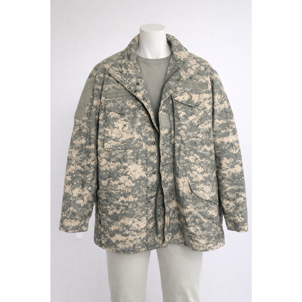 US Army ACU Digital Camo Field Jacket Medium Long Cold Weather Military Coat